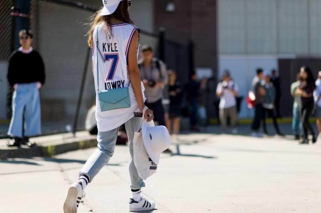 What do girls wear under a basketball jersey
