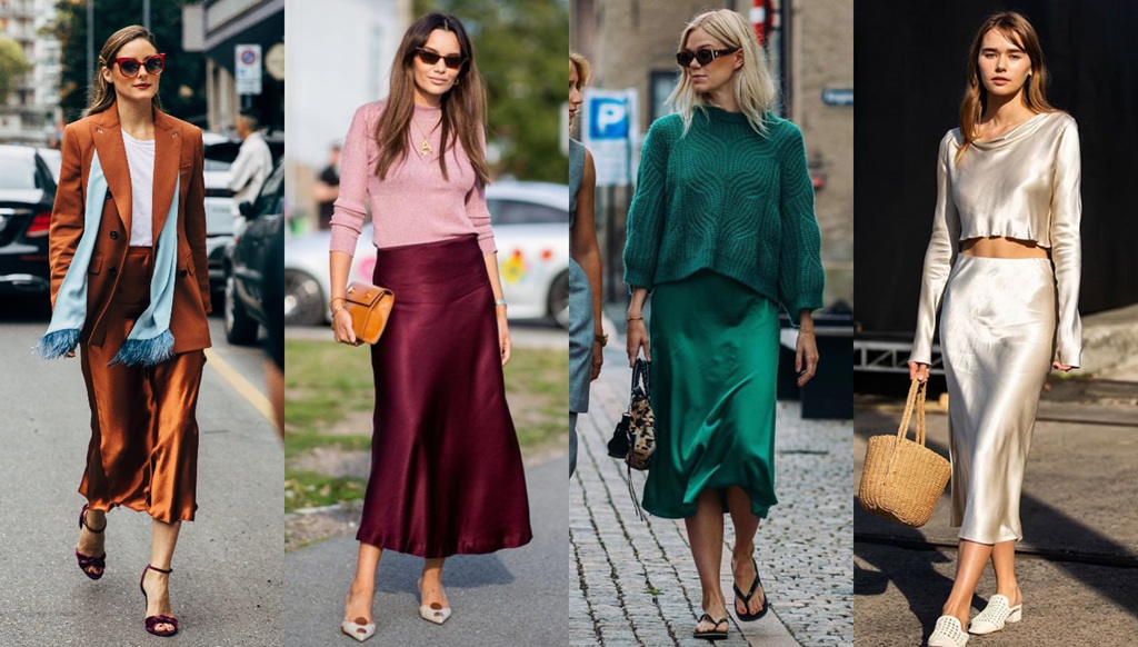 How do you wear a satin skirt casually?